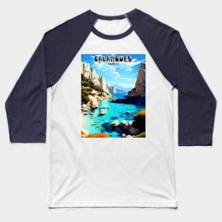 Calanques France Vintage Travel and Tourism Advertising Print Baseball T-Shirt